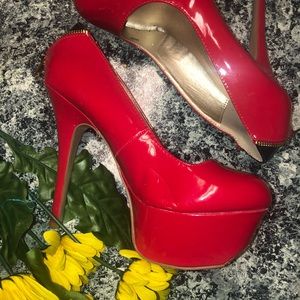 Red Pump Platform Heels